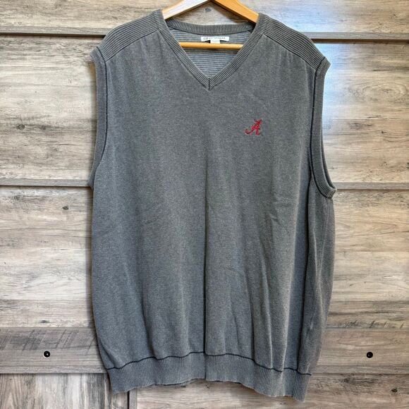 University of Alabama Embroidery Cutter & Buck Gray Pullover Knit Sweater Vest M - Picture 1 of 8